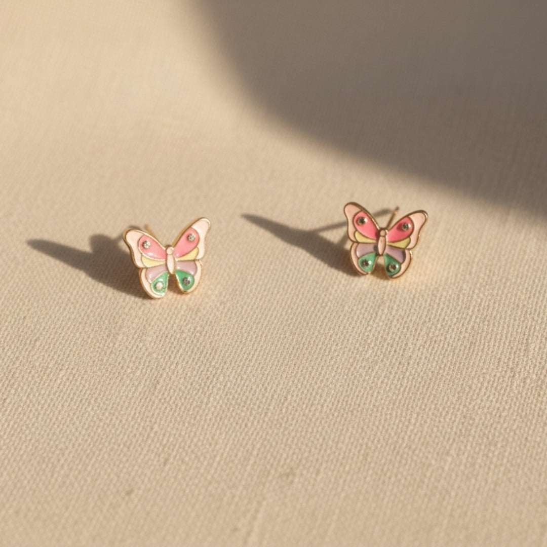Kids Butterfly Necklace & Earring Set – Multicolor Enamel