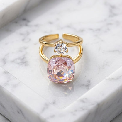 Blush Radiance Double Crystal Ring