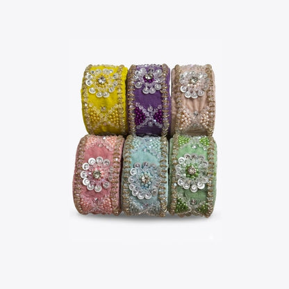 Royal Lavender Handcrafted Embroidered Cuff Bracelet