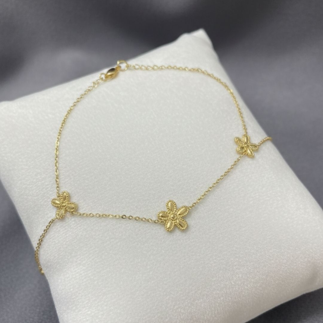 Minimal Gold Flower Anklet – Adjustable Chain