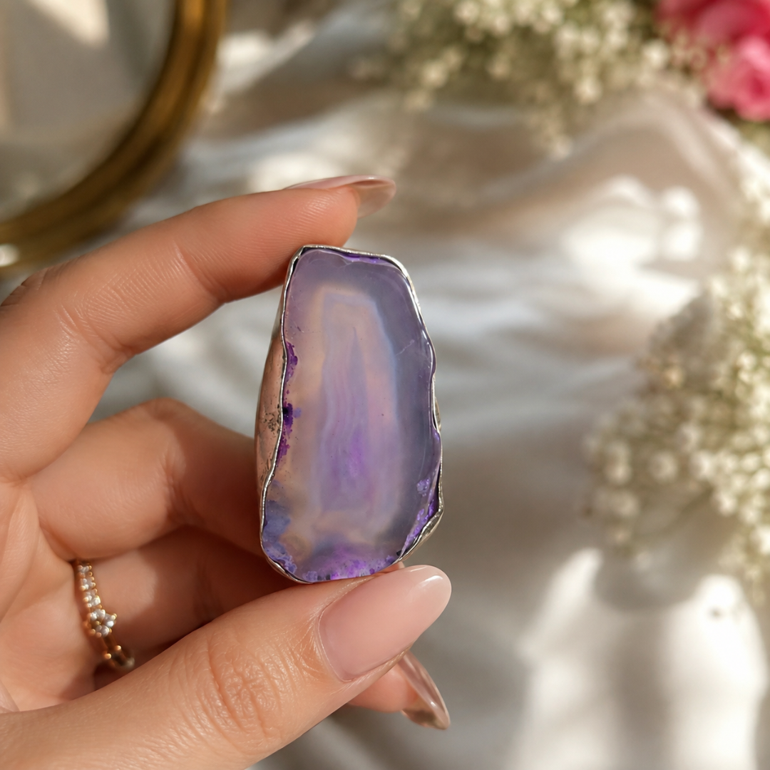 Lavender Agate Statement Ring