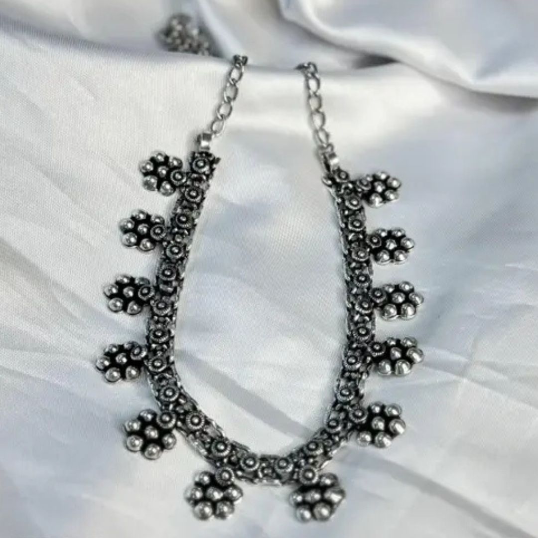 Vintage Oxidized Silver Tribal Anklet for Women