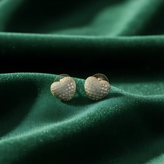 Heart Shaped CZ Stud Earrings