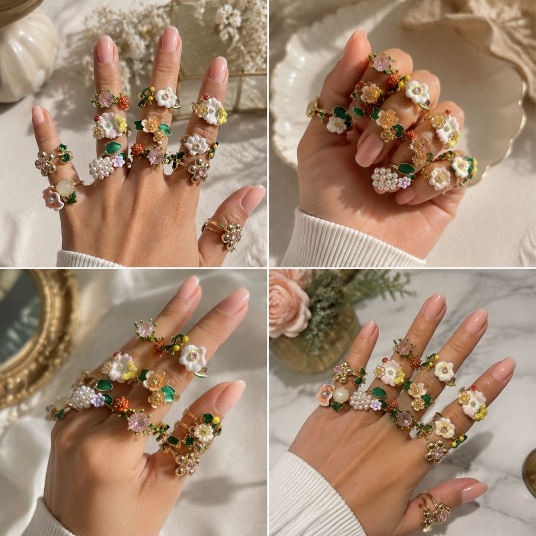 Golden Bloom Adjustable Ring – 18K Gold Plated Floral CZ Ring