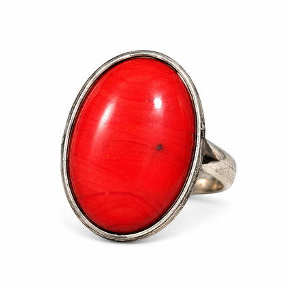 Bold Red Cabochon Statement Ring
