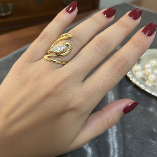 Eterna Twist Gold Finish Ring