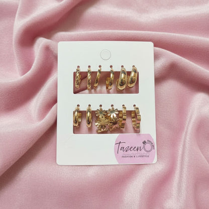 Trendy Gold Hoop Earrings Set – Everyday & Party Wear Combo