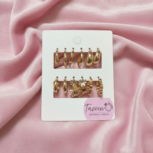 Trendy Gold Hoop Earrings Set – Everyday & Party Wear Combo
