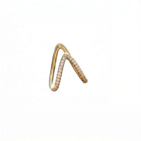 18K Gold Plated Anti-Tarnish V-Shape Crystal Ring