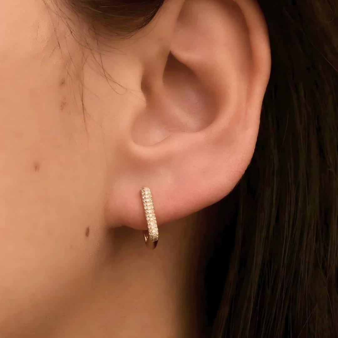 18K Gold Plated Sparkle Box Earrings