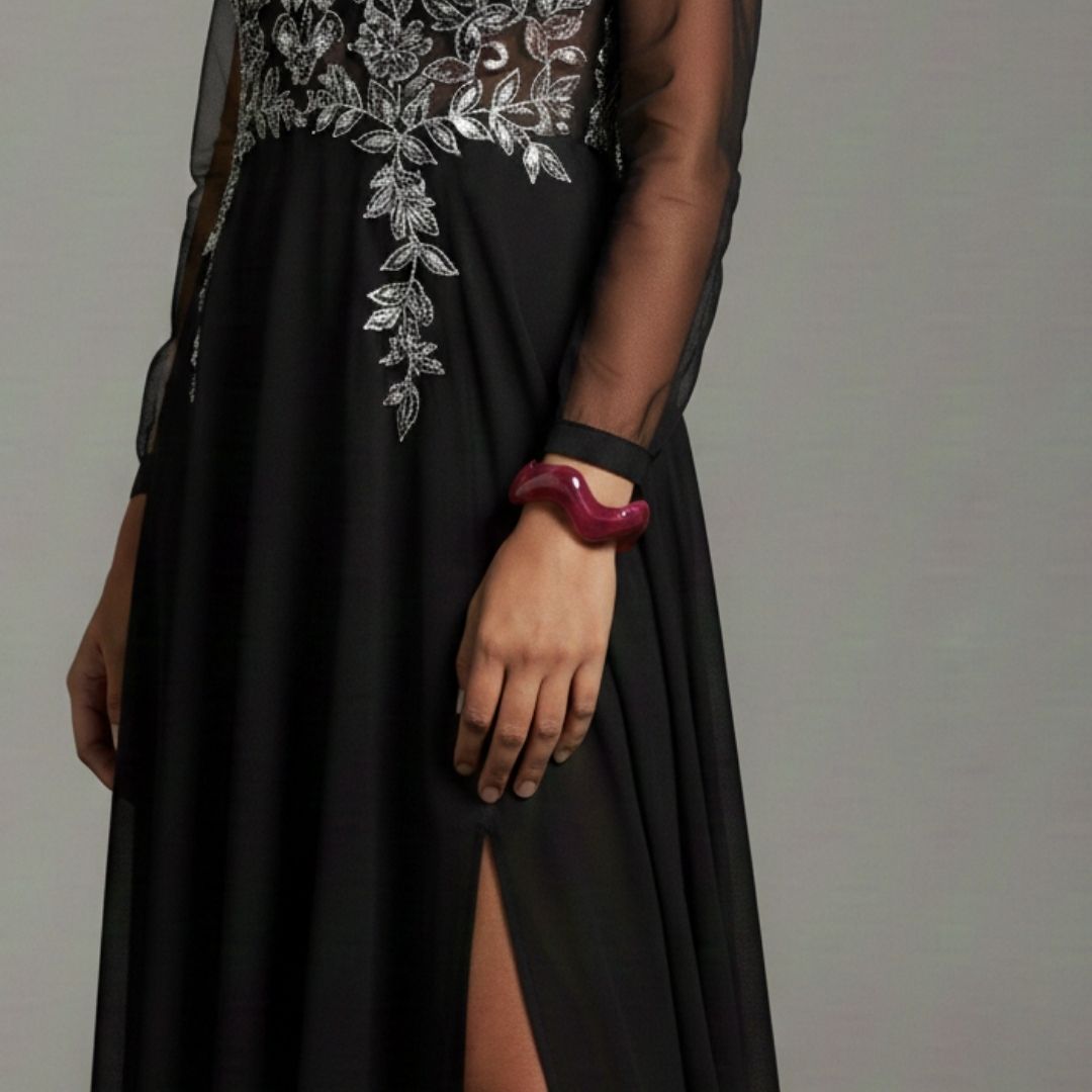 Wine Berry Resin Wave Bangle Bracelet for Women –  Statement Cuff