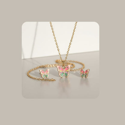 Pastel Heart Flower Jewelry Set – Kids Necklace & Earrings