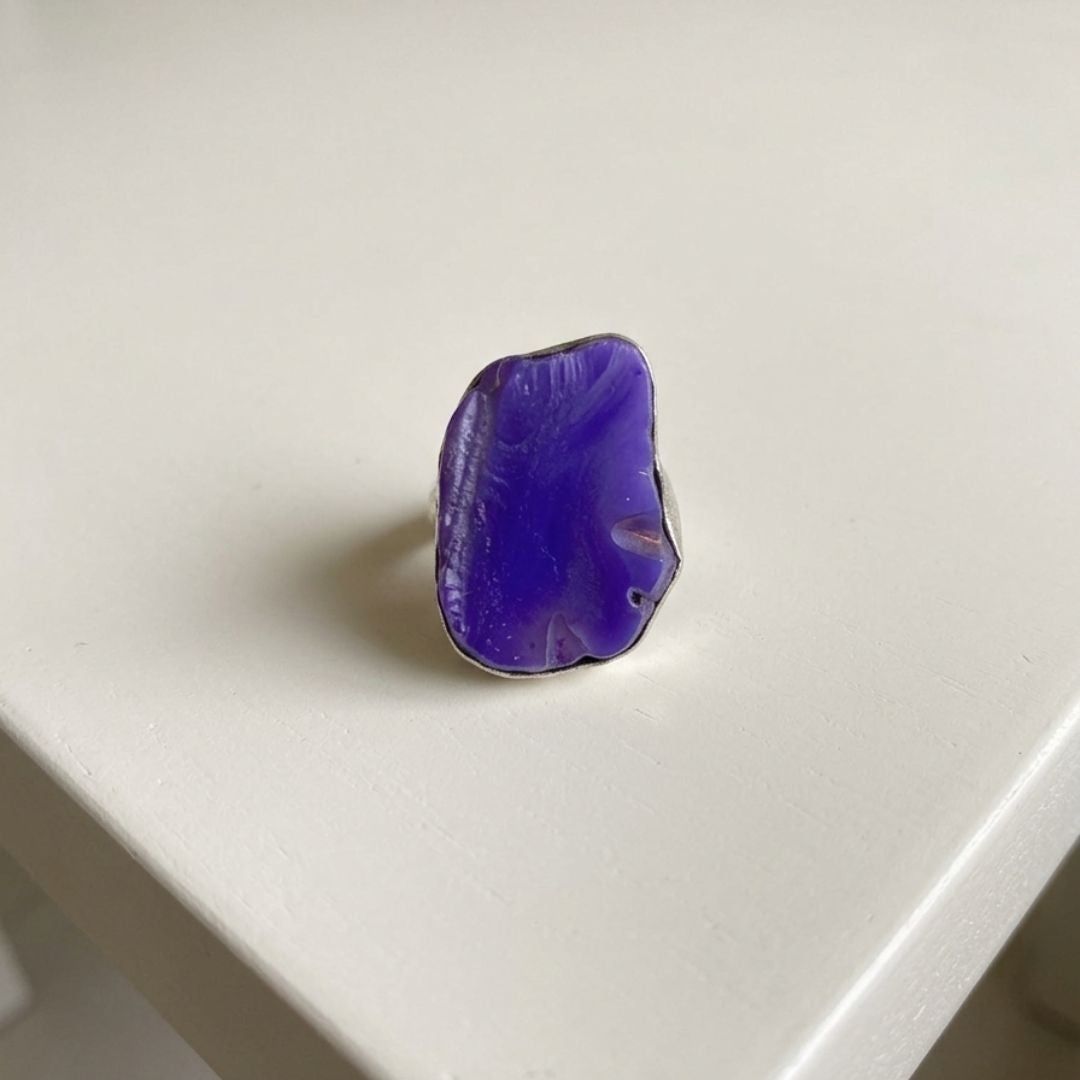 Purple Agate Slice Statement Ring