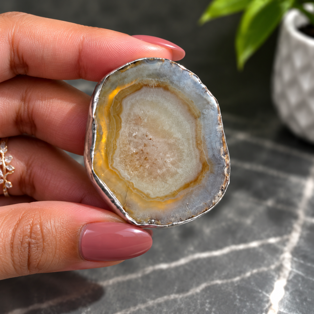 Natural Agate Slice Ring