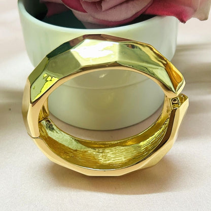 Faceted Gold Plated Cuff Bracelet