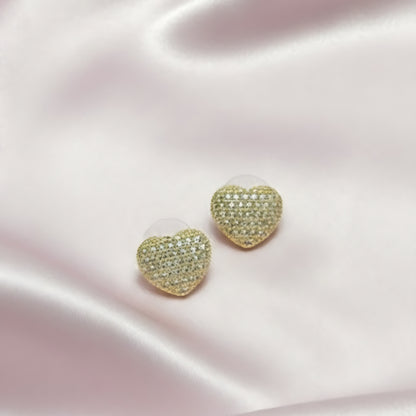 Heart Shaped CZ Stud Earrings
