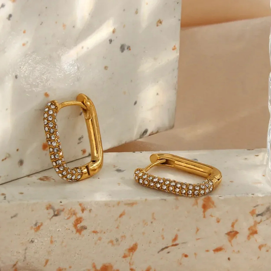 18K Gold Plated Sparkle Box Earrings