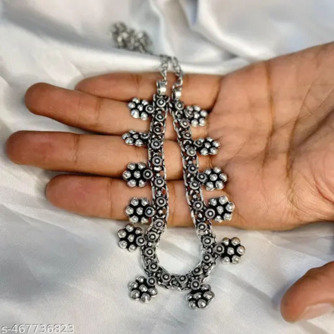 Vintage Oxidized Silver Tribal Anklet for Women