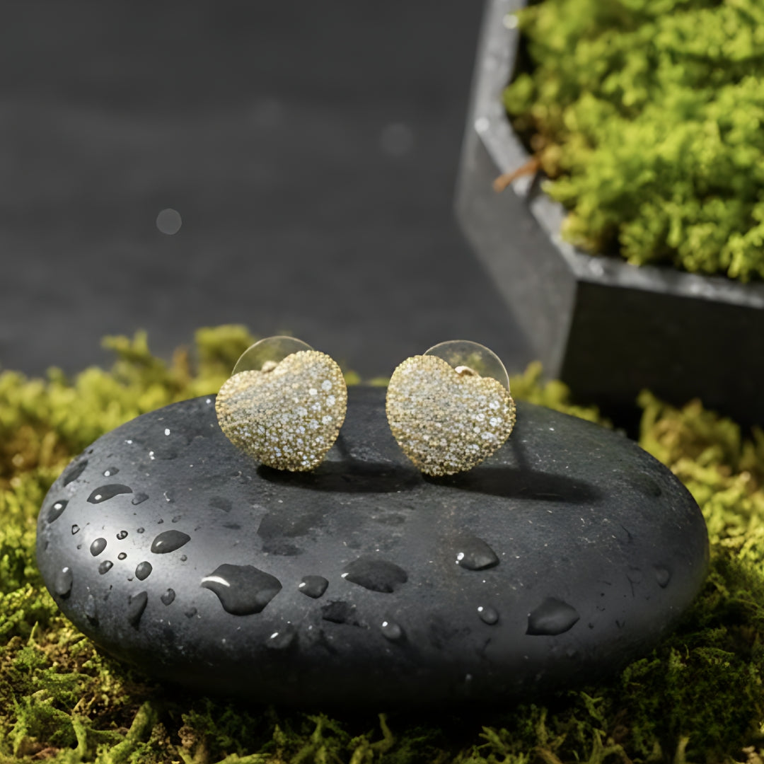 Heart Shaped CZ Stud Earrings