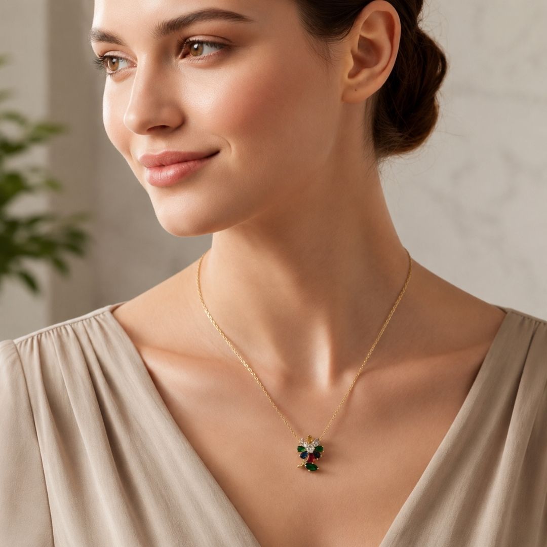 Radiant Multicolor Anti-Tarnish Diamond Pendant