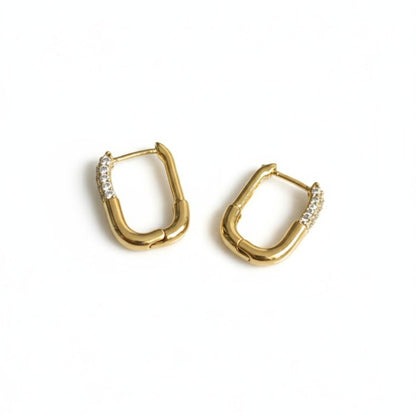 Gold Plated CZ Square Hoop Earrings | Anti-Tarnish