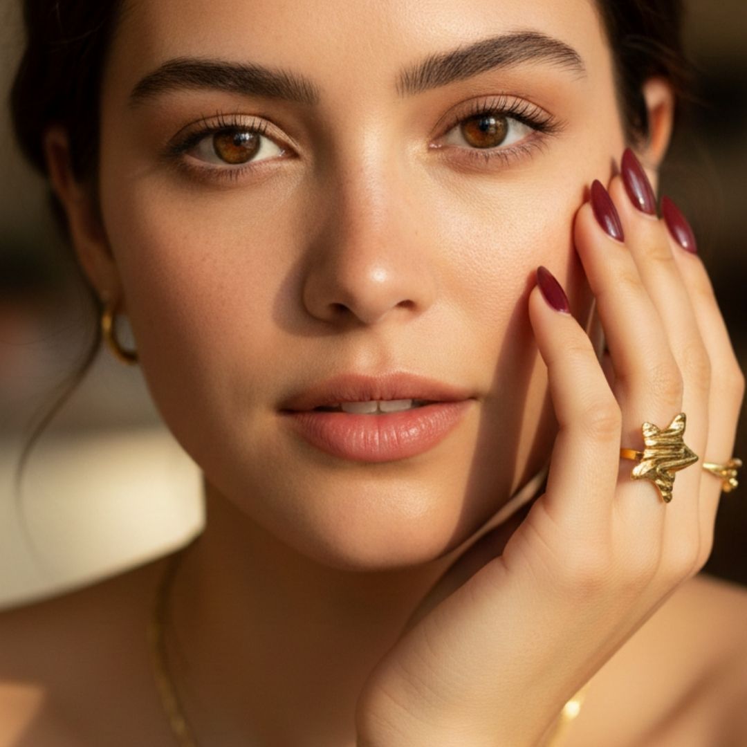 Organic Star Statement Ring for Women – 18K Gold Plated