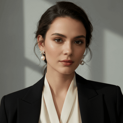 Bow Pearl Drop Earrings Gold