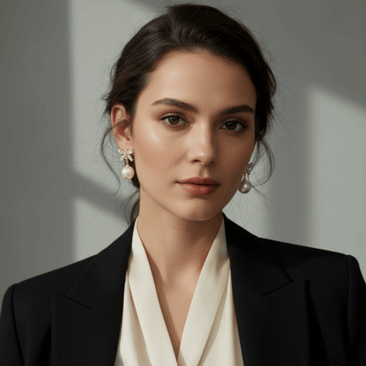 Bow Pearl Drop Earrings Gold