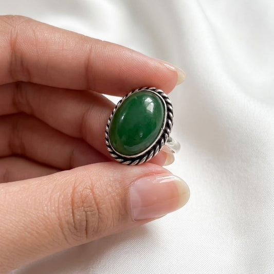 Vintage Lapis Green Stone Silver Ring