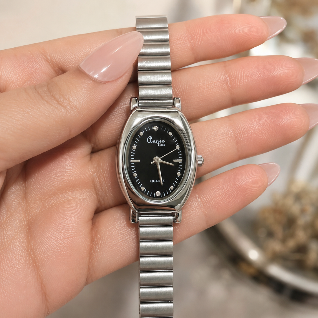 Annie Elite Oval Silver Watch – Stainless Steel Bracelet Watch for Women