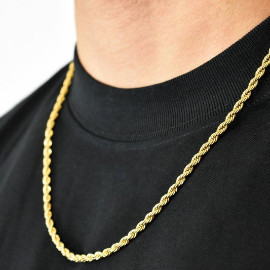 Gold Plated Stainless Steel Anti Tarnish Twisted Chain Necklace