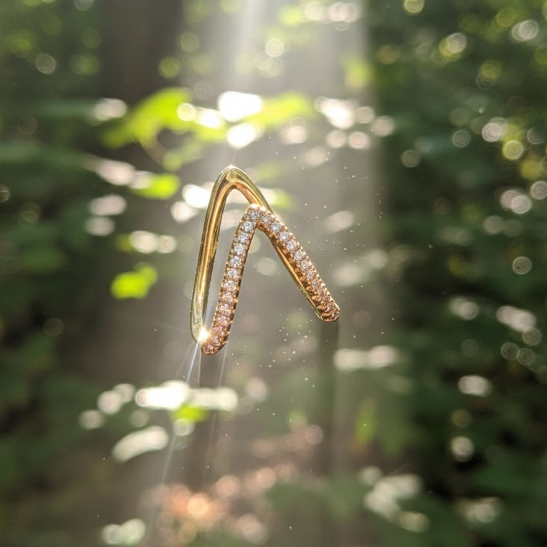 18K Gold Plated Anti-Tarnish V-Shape Crystal Ring