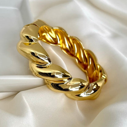 Chunky Twisted Gold Plated Cuff Bracelet
