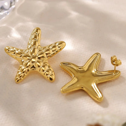 Gold Plated Starfish Stud Earrings