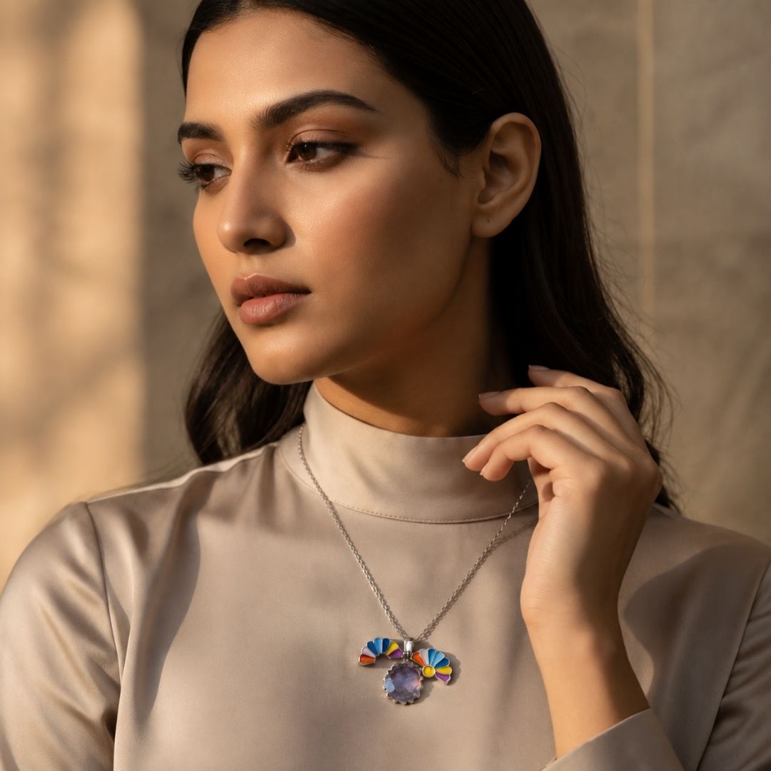 Vivid Multicolor Anti-Tarnish Flower Pendant Necklace