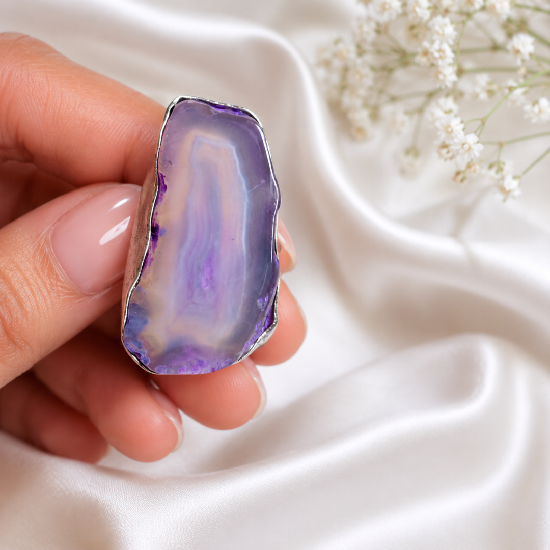 Lavender Agate Statement Ring