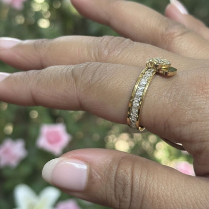 Minimal Heart Charm Crystal Ring – 18K Gold Plated