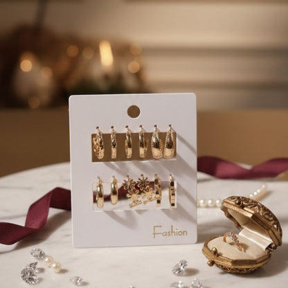 Trendy Gold Hoop Earrings Set – Everyday & Party Wear Combo
