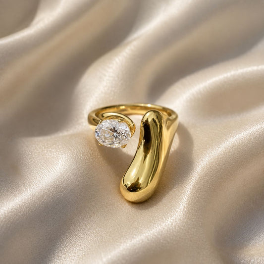 Elysian Gold Statement Ring with Clear Stone