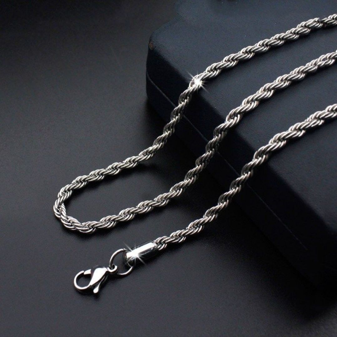SIlver Plated Stainless Steel Anti Tarnish Twisted Chain Necklace