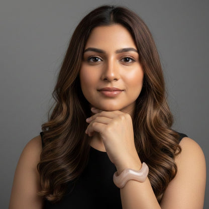 Blush Pink Resin Wave Bangle Bracelet for Women – Minimal Cuff