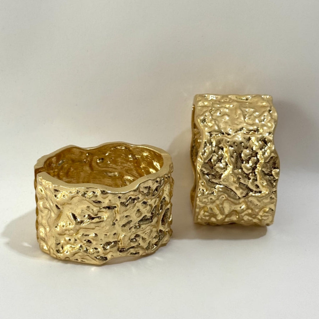 Crinkled Gold Plated Wide Cuff Bracelet