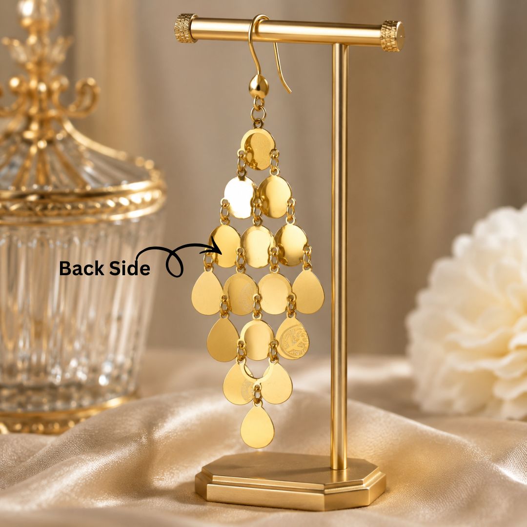 Elegant Gold Floral Drop Earrings