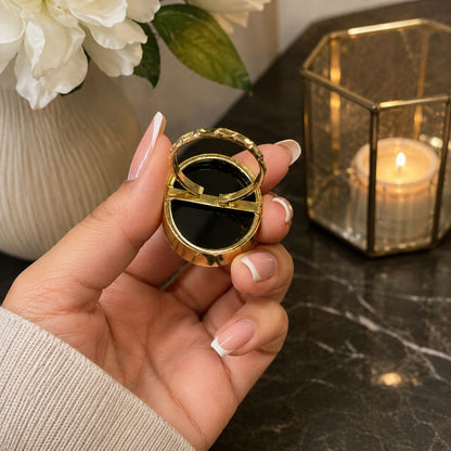 🖤 Midnight Veil Agate Ring