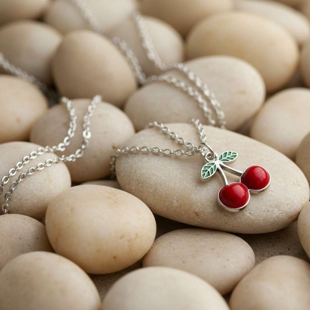 Cherry Charm Kids Necklace – Red Enamel Pendant