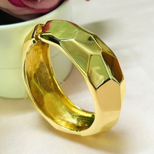 Faceted Gold Plated Cuff Bracelet