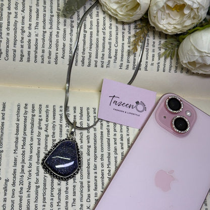 Midnight Blue Sandstone Pendant Necklace