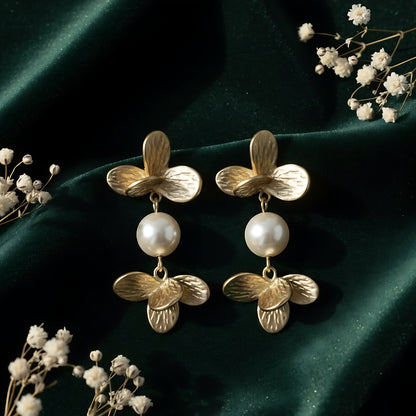 Gold Butterfly Chandelier Tassel Earrings