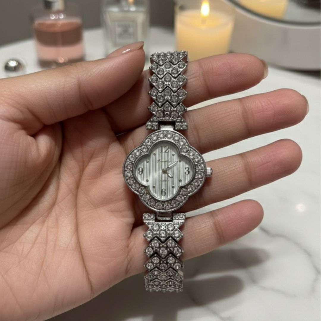 Designer Diamond Bangle Watch – Luxury Crystal Pavé Bracelet