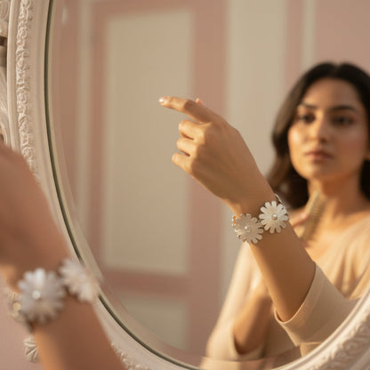 Silver Daisy Cuff Bracelet